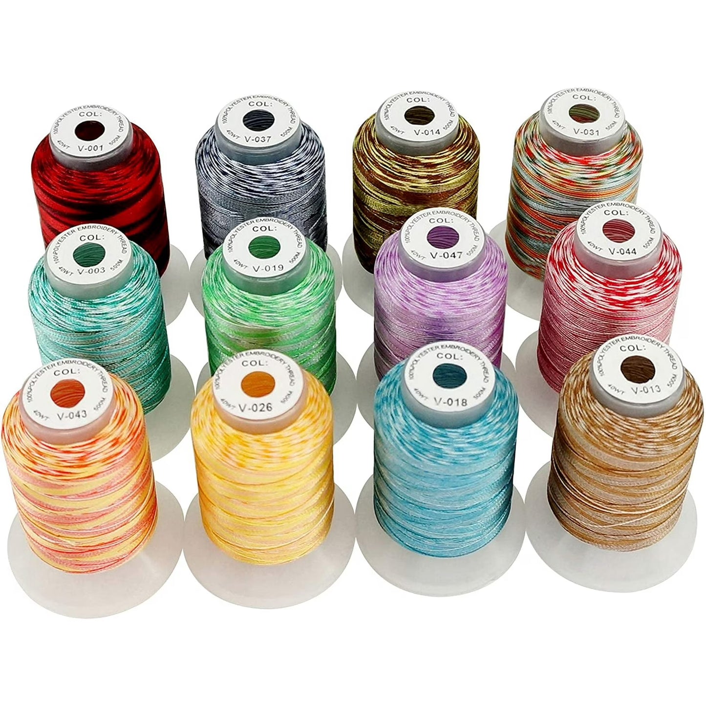 New brothread 12 Colors Variegated Polyester Embroidery Machine Thread Kit 500M Each Spool Compatible with Brother Janome Babylock Singer Pfaff Bernina Embroidery and Sewing Machines