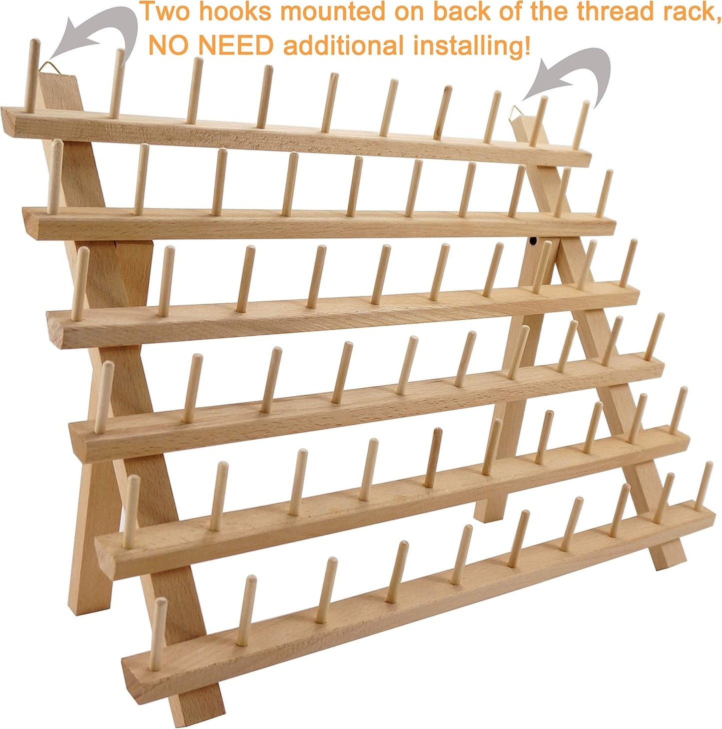 New brothread 60 Spulen Holz Fadenhalter/Garnhalter/Fadenspulen Organizer mit Haken zum Aufhängen für Stickerei, Quilten, Nähen, Haare Flechten