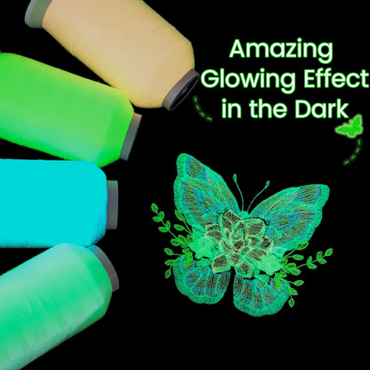 New brothread Single Huge Spool Luminary Glow in The Dark Embroidery Machine Thread Kit 30WT 2500M(2735Y) Each Spool for Embroidery, Quilting, Sewing