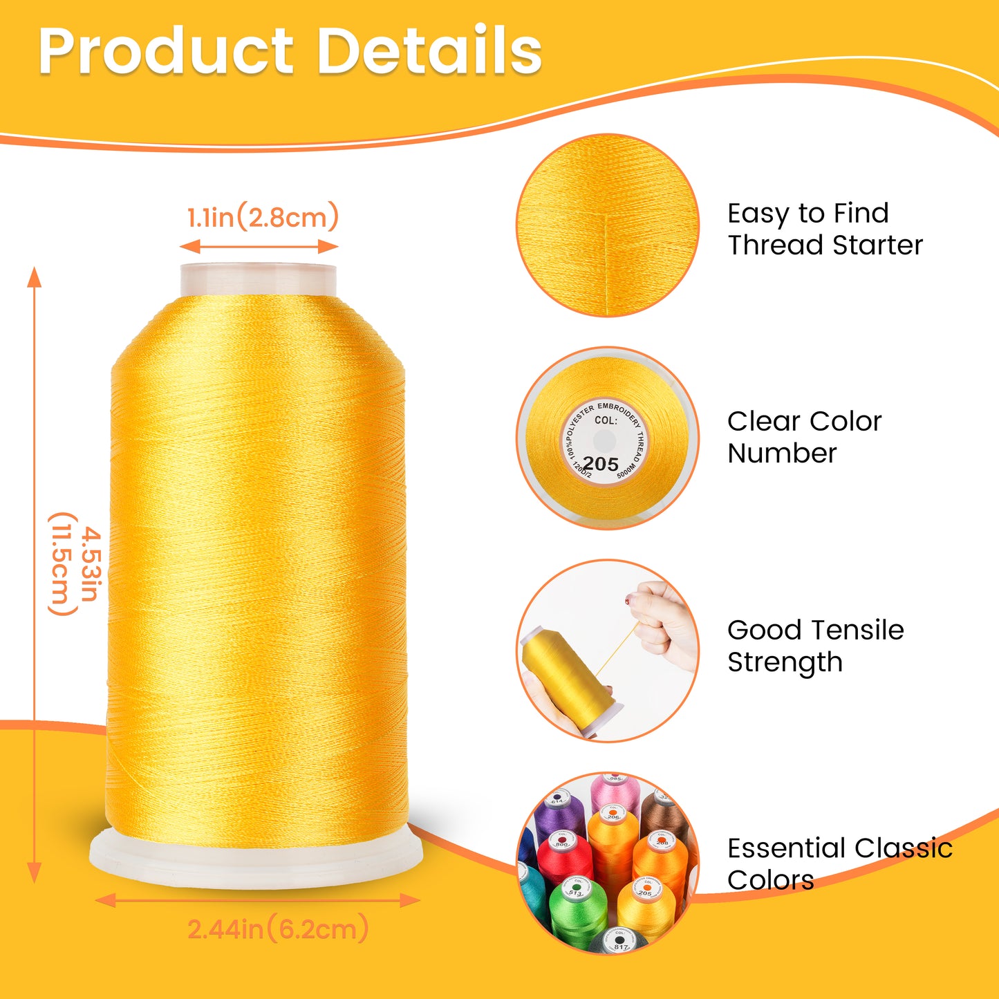 New brothreads - 15 Starter Colors of Huge Spool 5000M Polyester Embroidery Machine Thread for Commercial and Domestic Embroidery Machines