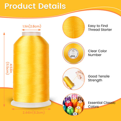 New brothreads - 15 Starter Colors of Huge Spool 5000M Polyester Embroidery Machine Thread for Commercial and Domestic Embroidery Machines