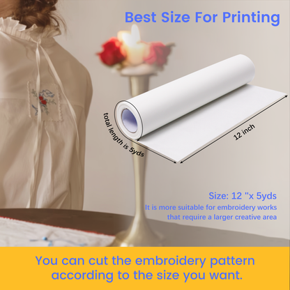 New brothread 12"x5YDS Sticky Water Soluble Embroidery Stabilizer Printable Paper Stabilizer - Medium Weight - Allowed for Print or Draw Patterns Best for Hand & Machine Embroidery