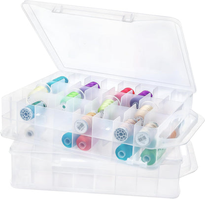 New brothread Double-Sided Storage Organizer/Box with Total 48 Adjustable Compartments, Removable Dividers For Embroidery and Sewing Threads, Embroidery Floss, Needles, Beads, Small Crafts  & Toys