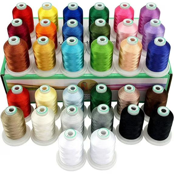 New brothread 32 Spools Polyester Embroidery Machine Thread Kit 1000M (1100Y) Each Spool - Colors Compatible with Janome and Robison-Anton Colors