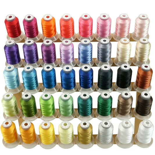 New brothread 40 Brother Colors Polyester Embroidery Machine Thread Kit 500M (550Y) each Spool for Brother Babylock Janome Singer Pfaff Husqvarna Bernina Embroidery and Sewing Machines