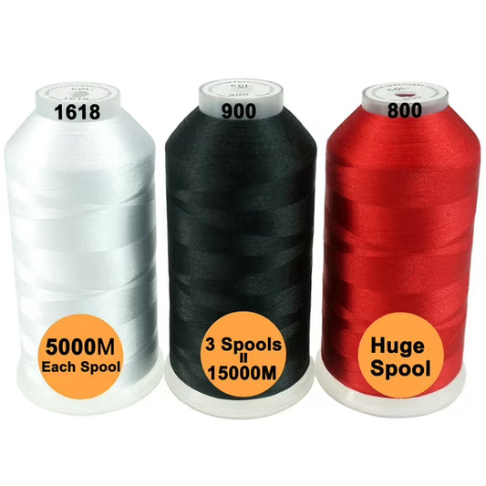 New brothread 5000M Huge Spool Polyester Embroidery Machine Thread