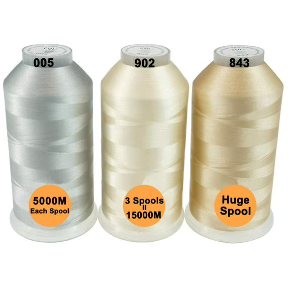 New brothread 5000M Huge Spool Polyester Embroidery Machine Thread