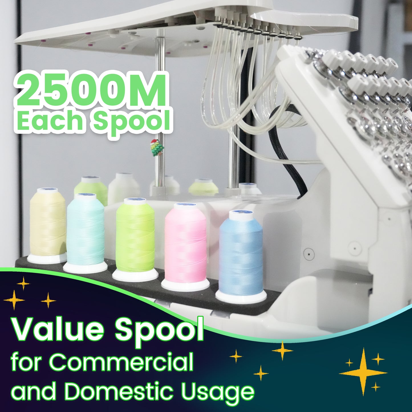 New brothread Single Huge Spool Luminary Glow in The Dark Embroidery Machine Thread Kit 30WT 2500M(2735Y) Each Spool for Embroidery, Quilting, Sewing