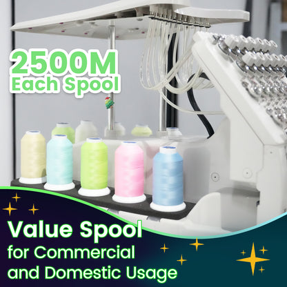 New brothread Single Huge Spool Luminary Glow in The Dark Embroidery Machine Thread Kit 30WT 2500M(2735Y) Each Spool for Embroidery, Quilting, Sewing