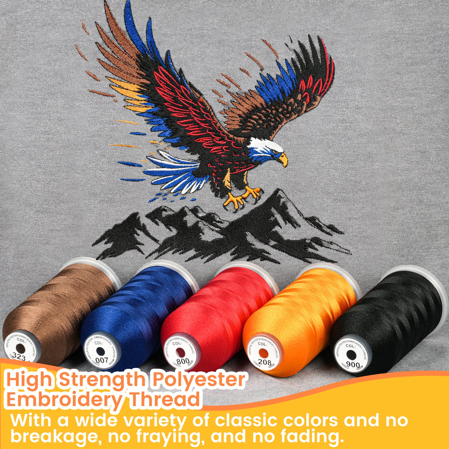 New brothreads - 15 Starter Colors of Huge Spool 5000M Polyester Embroidery Machine Thread for Commercial and Domestic Embroidery Machines