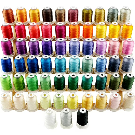 New brothread 63 Colors Compatible with Brother Polyester Embroidery Machine Thread Kit 500M (550Y) Each Spool Compatible with Brother Babylock Janome Singer Pfaff Bernina Embroidery Sewing Machine