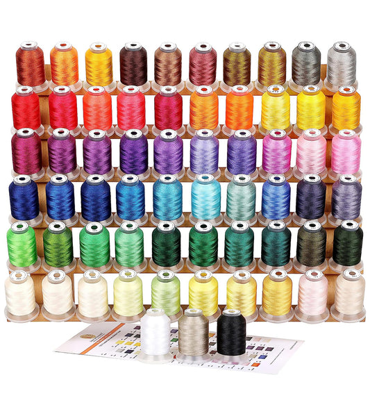 GCP Products 50 Spools Embroidery Machine Thread Kit Including 40 Brother  Colors+8 Variegated Colors