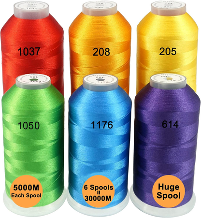 New brothreads - 40 Options- Various Assorted Color Packs of Polyester Embroidery Machine Thread Huge Spool 5000M for All Embroidery Machines