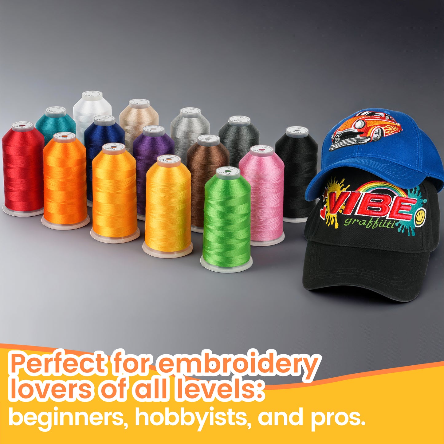 New brothreads - 15 Starter Colors of Huge Spool 5000M Polyester Embroidery Machine Thread for Commercial and Domestic Embroidery Machines