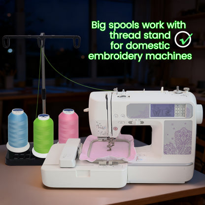 New brothread Single Huge Spool Luminary Glow in The Dark Embroidery Machine Thread Kit 30WT 2500M(2735Y) Each Spool for Embroidery, Quilting, Sewing