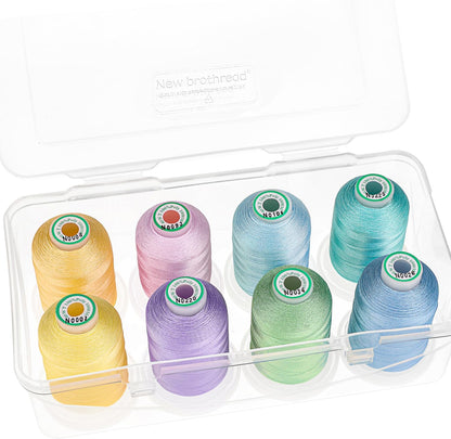 New brothread Polyester Embroidery Machine Thread 1000m Each with Clear Plastic Storage Box for Embroidery & Quilting