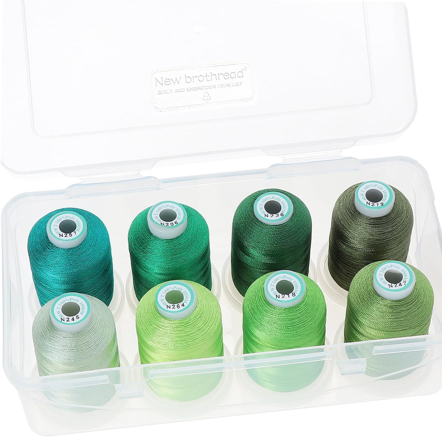 New brothread Polyester Embroidery Machine Thread 1000m Each with Clear Plastic Storage Box for Embroidery & Quilting