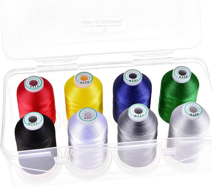 New brothread Polyester Embroidery Machine Thread 1000m Each with Clear Plastic Storage Box for Embroidery & Quilting