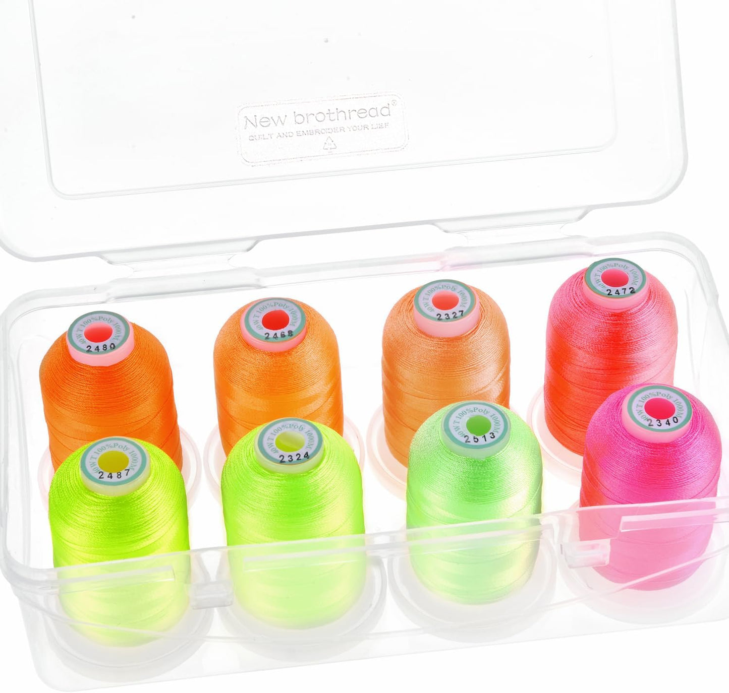 New brothread Polyester Embroidery Machine Thread 1000m Each with Clear Plastic Storage Box for Embroidery & Quilting