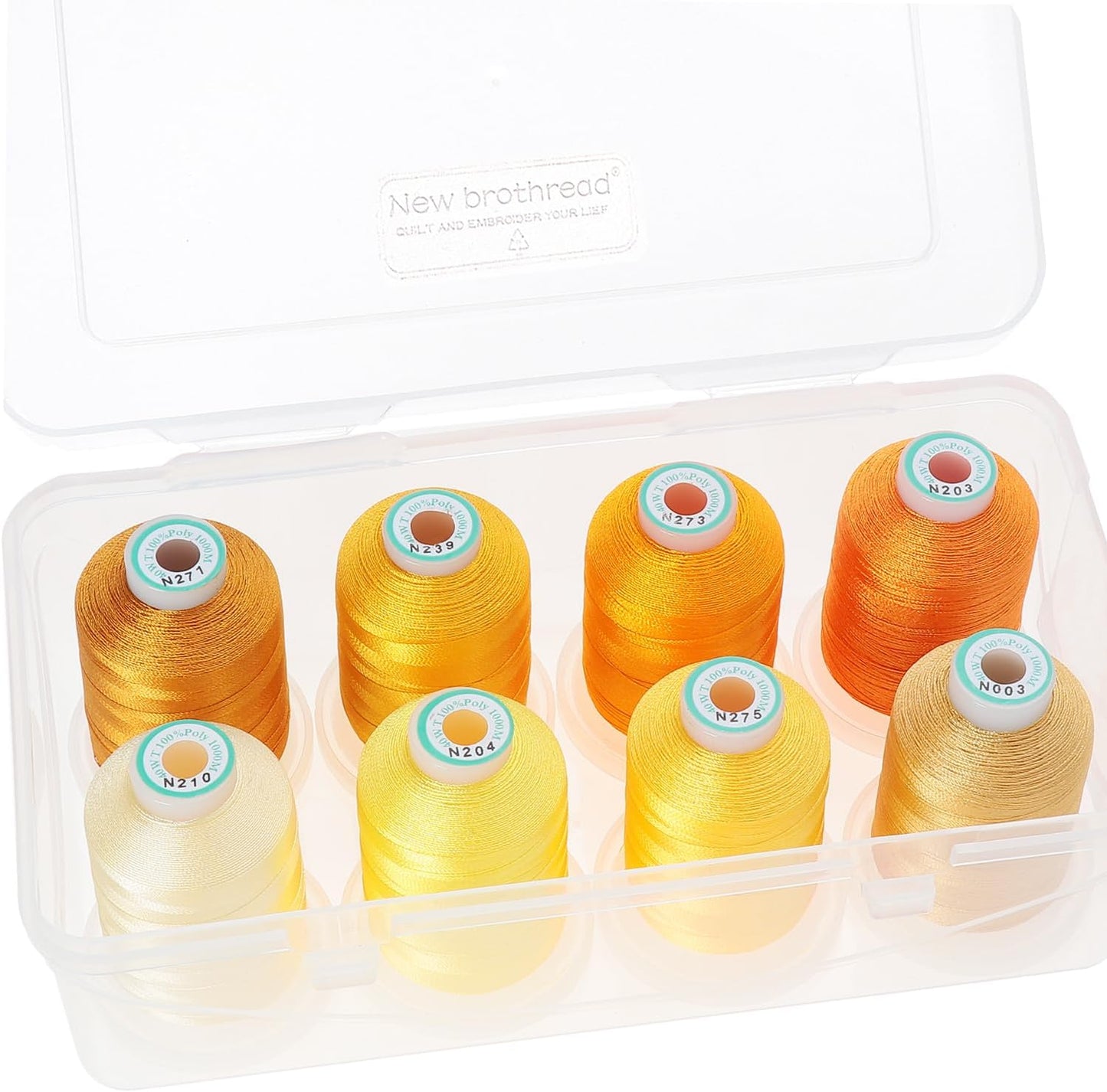 New brothread Polyester Embroidery Machine Thread 1000m Each with Clear Plastic Storage Box for Embroidery & Quilting