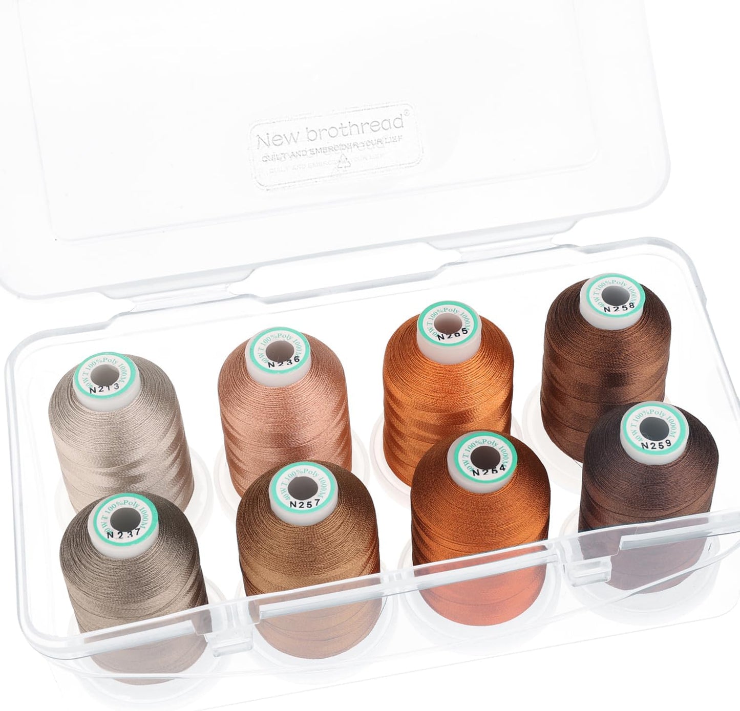 New brothread Polyester Embroidery Machine Thread 1000m Each with Clear Plastic Storage Box for Embroidery & Quilting