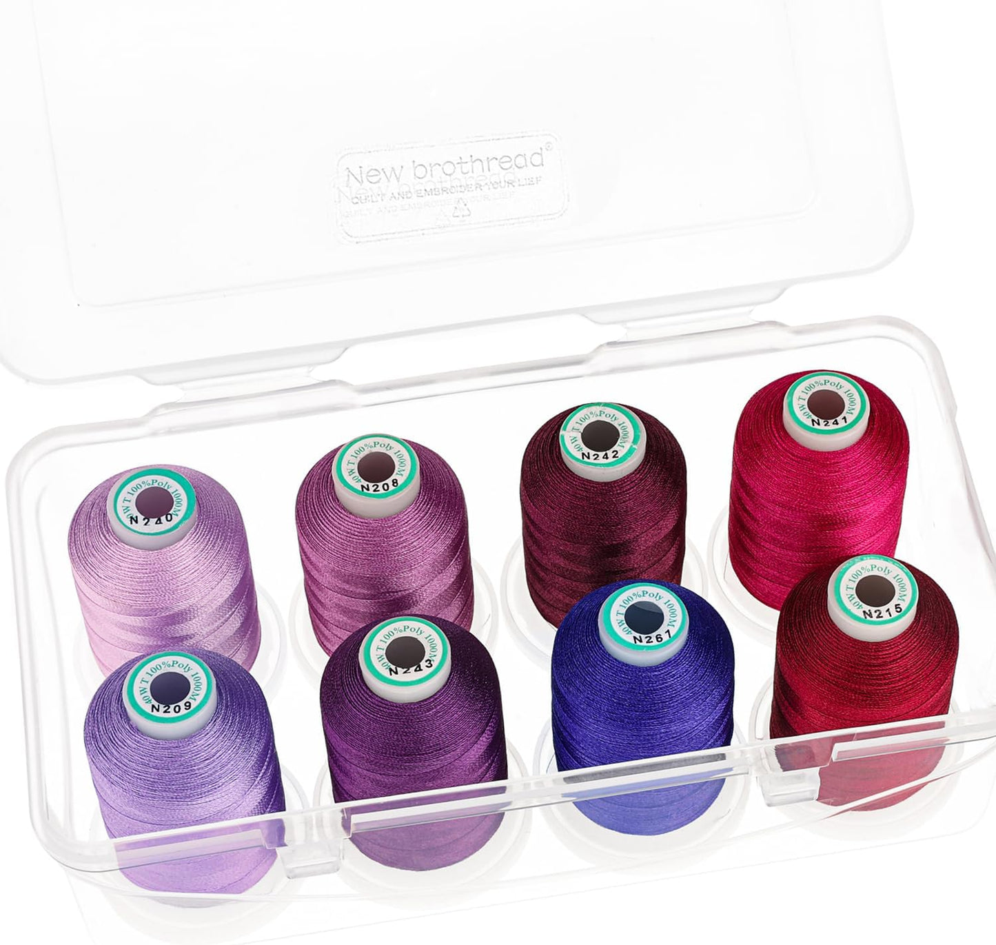 New brothread Polyester Embroidery Machine Thread 1000m Each with Clear Plastic Storage Box for Embroidery & Quilting