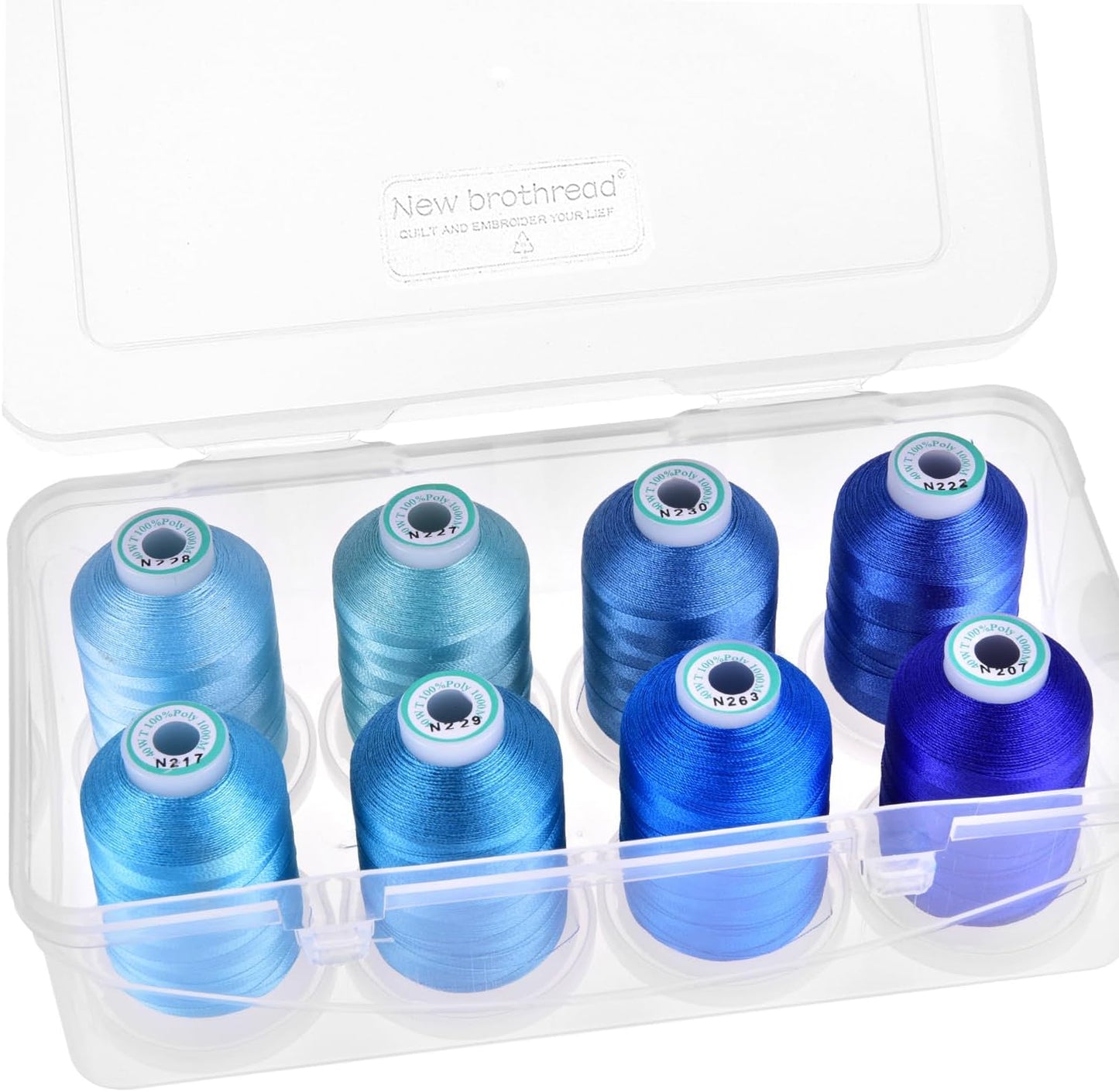 New brothread Polyester Embroidery Machine Thread 1000m Each with Clear Plastic Storage Box for Embroidery & Quilting