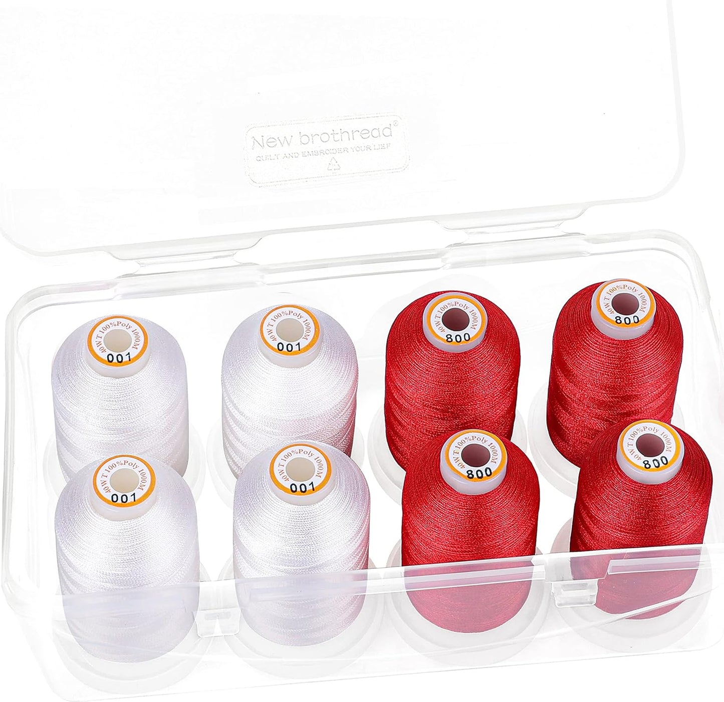 New brothread Polyester Embroidery Machine Thread 1000m Each with Clear Plastic Storage Box for Embroidery & Quilting