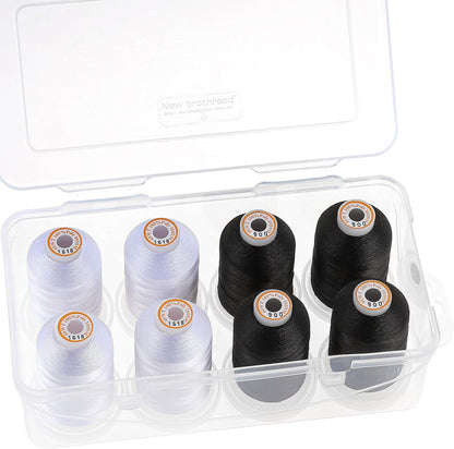 New brothread Polyester Embroidery Machine Thread 1000m Each with Clear Plastic Storage Box for Embroidery & Quilting