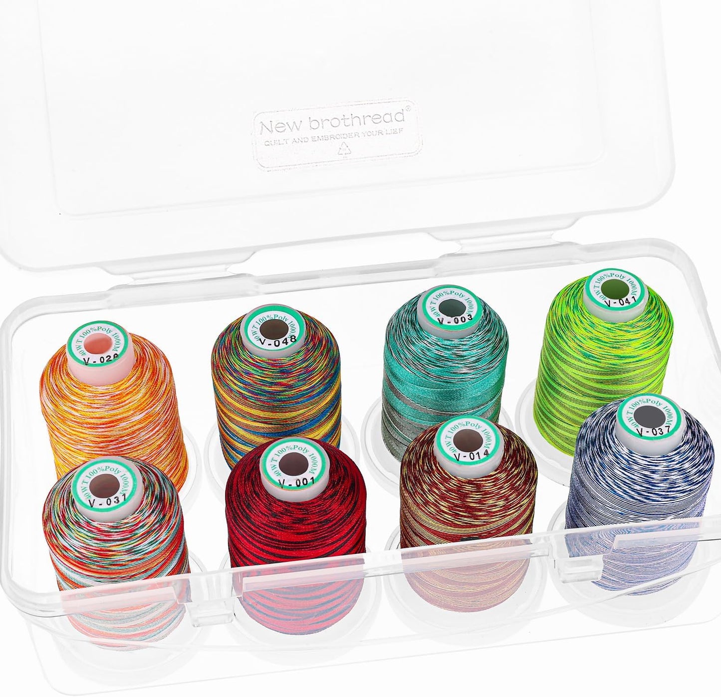 New brothread Polyester Embroidery Machine Thread 1000m Each with Clear Plastic Storage Box for Embroidery & Quilting