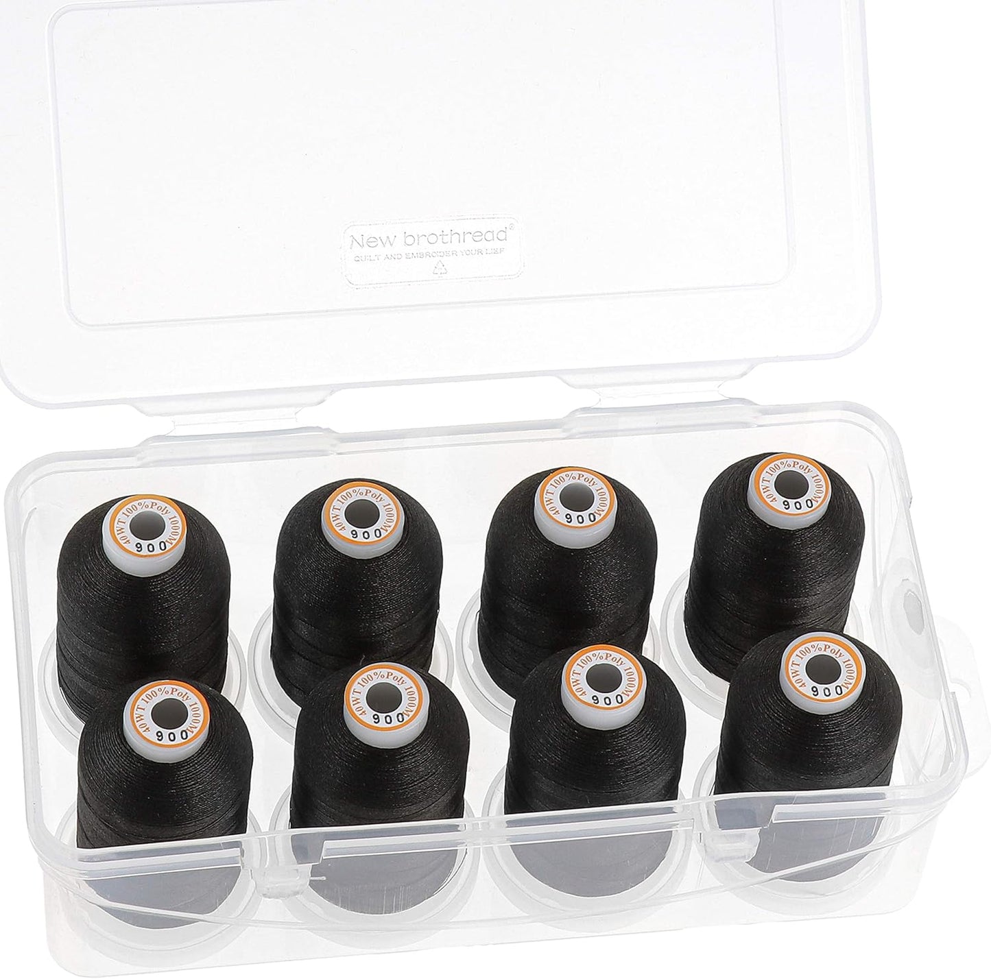 New brothread Polyester Embroidery Machine Thread 1000m Each with Clear Plastic Storage Box for Embroidery & Quilting