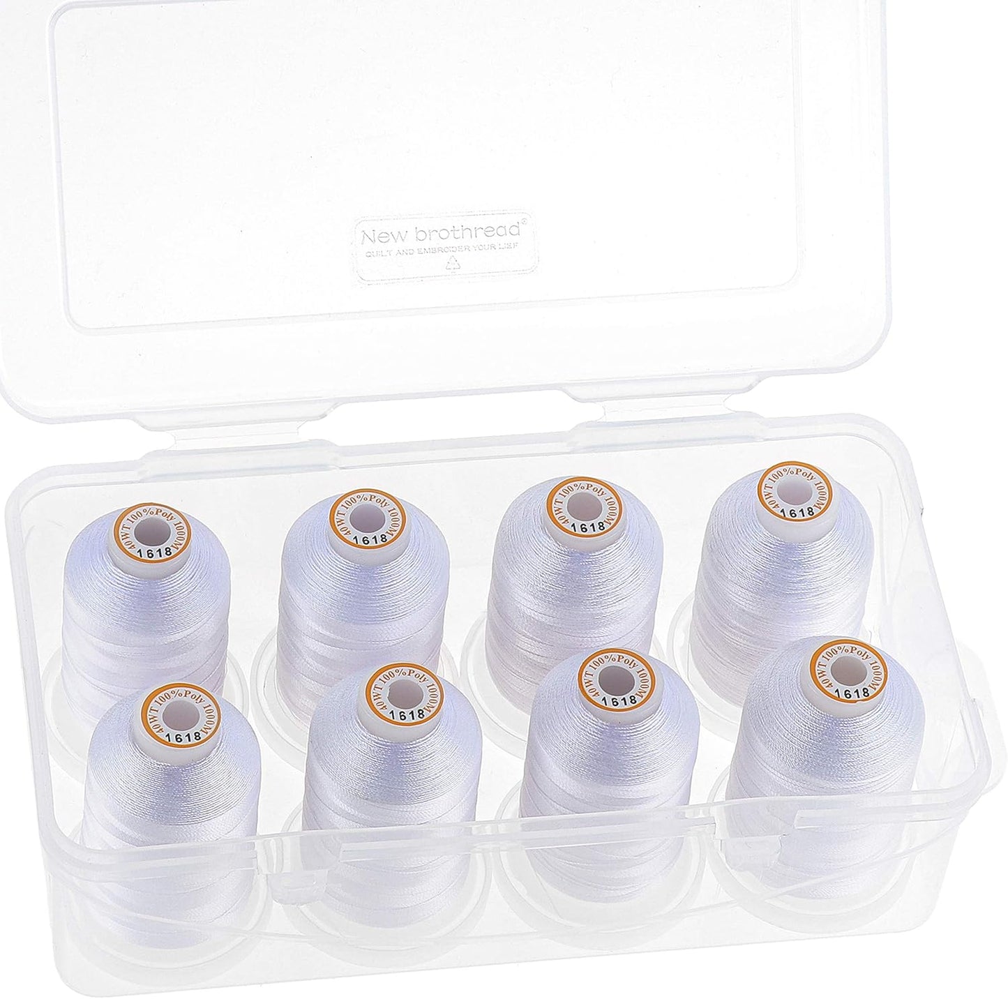 New brothread Polyester Embroidery Machine Thread 1000m Each with Clear Plastic Storage Box for Embroidery & Quilting