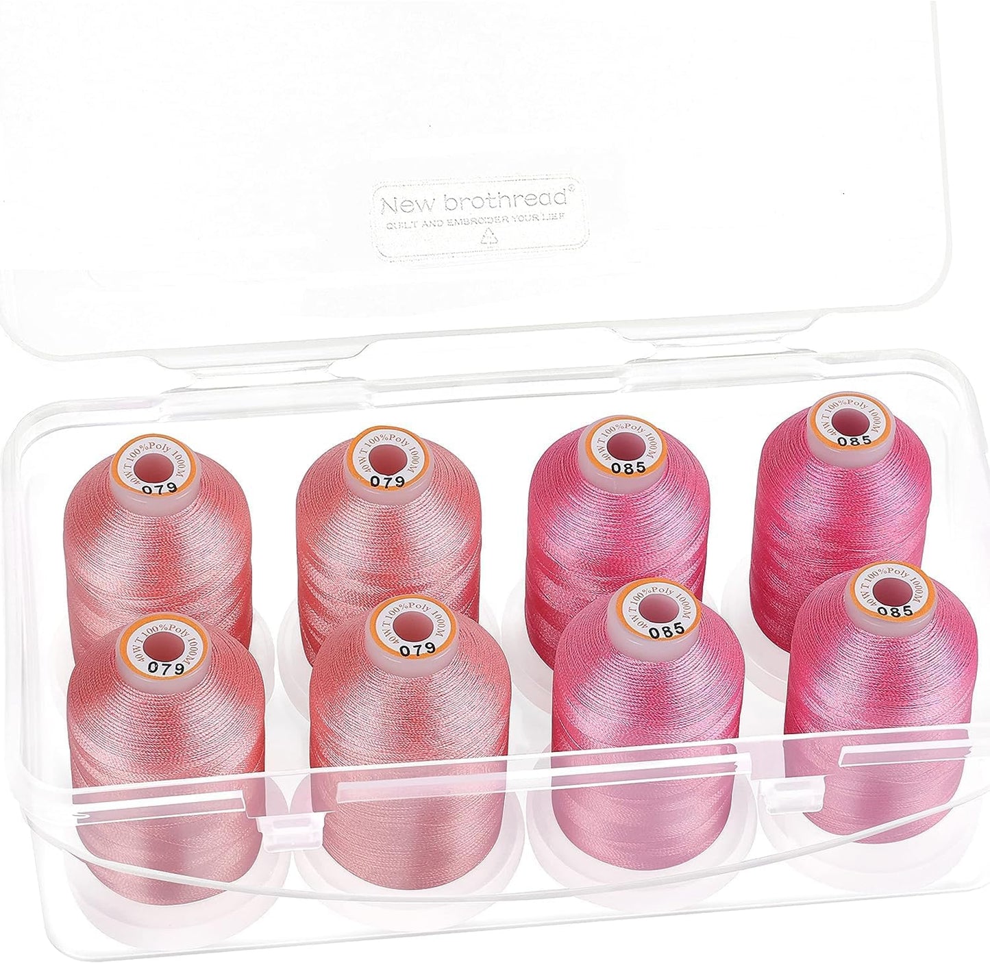 New brothread Polyester Embroidery Machine Thread 1000m Each with Clear Plastic Storage Box for Embroidery & Quilting