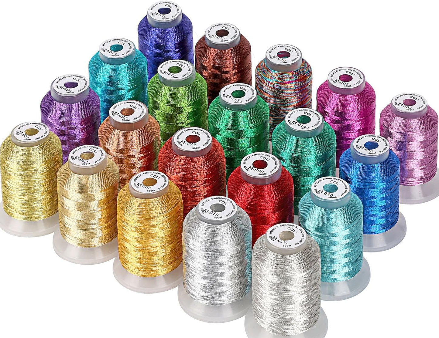 New Brothread Assorted Metallic Embroidery Machine Thread Kit 500M (550Y) Each