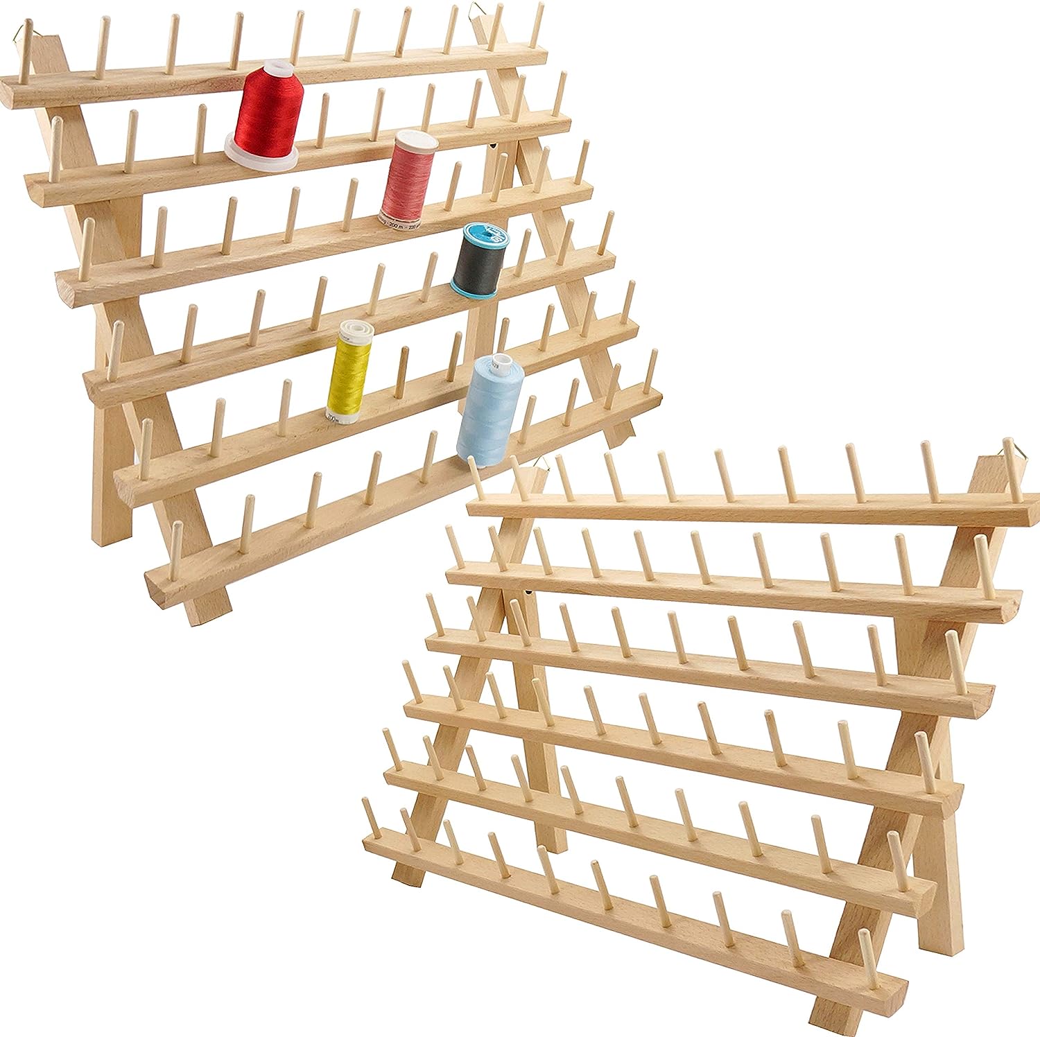 Thread For Ladder Rack New brothread 2X60 Spools Wooden Thread Rack / Thread Holder Organizer