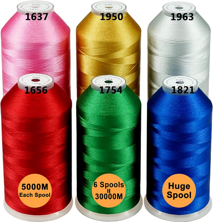 New brothreads - 40 Options- Various Assorted Color Packs of Polyester Embroidery Machine Thread Huge Spool 5000M for All Embroidery Machines