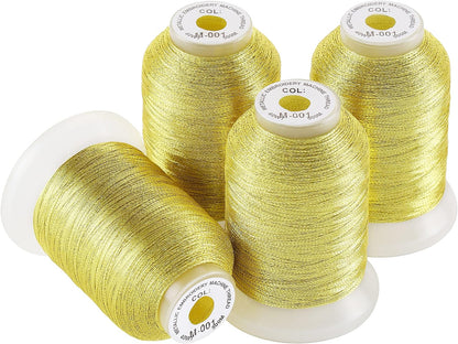 New brothread 4 Metallic Embroidery Machine Thread Kit 500M (550Y) Each Spool for Computerized Embroidery and Decorative Sewing