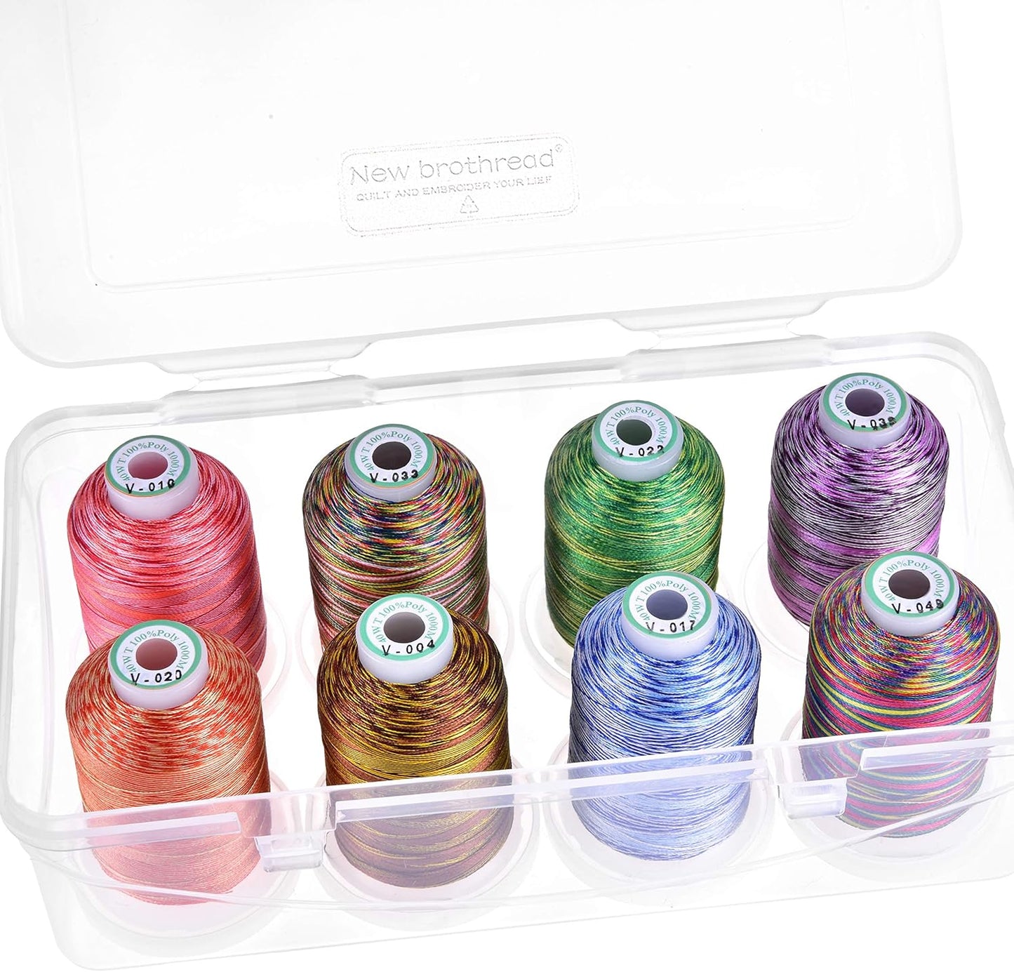 New brothread Polyester Embroidery Machine Thread 1000m Each with Clear Plastic Storage Box for Embroidery & Quilting