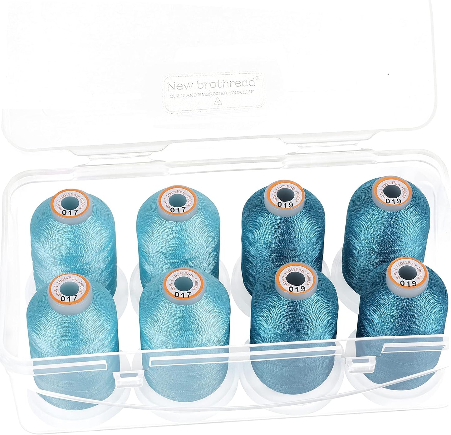 New brothread Polyester Embroidery Machine Thread 1000m Each with Clear Plastic Storage Box for Embroidery & Quilting