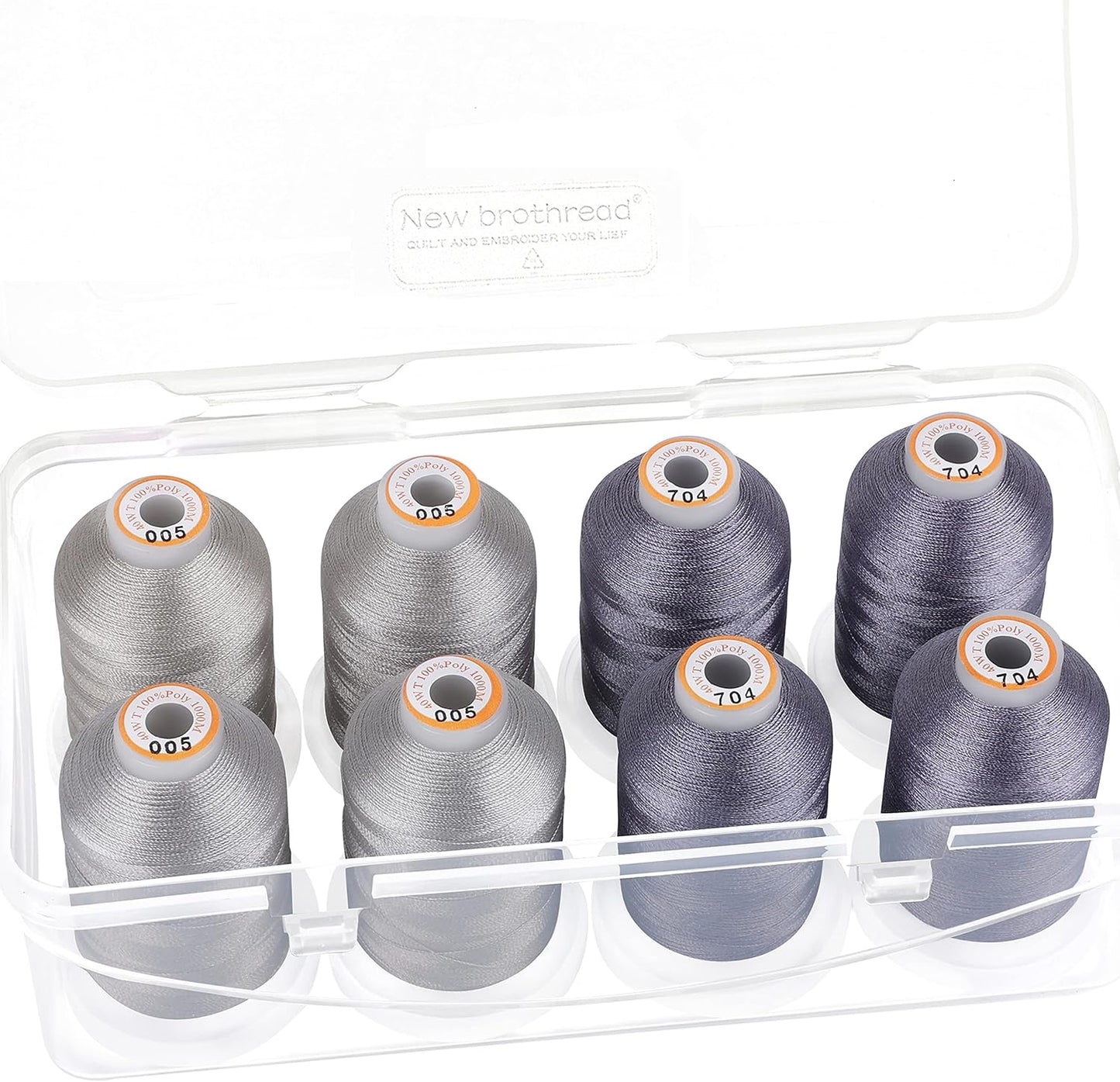 New brothread Polyester Embroidery Machine Thread 1000m Each with Clear Plastic Storage Box for Embroidery & Quilting