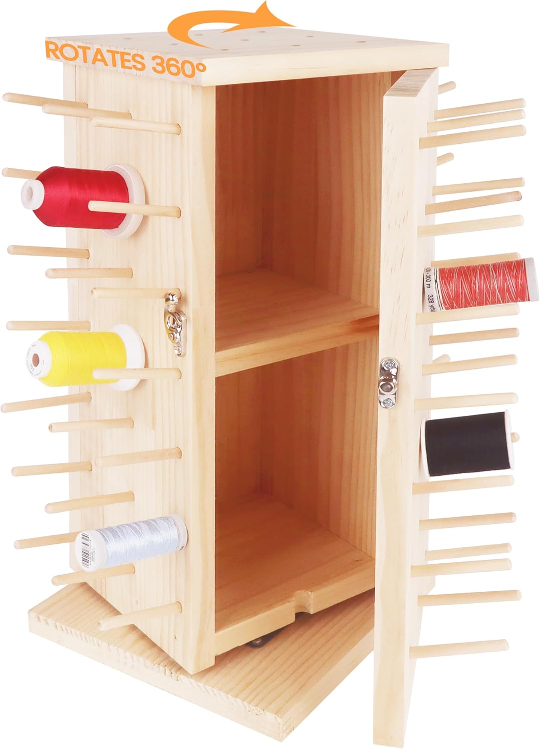 New brothread 93 Spools (DIY) 360° Fully Rotating Wooden Thread Rack/T