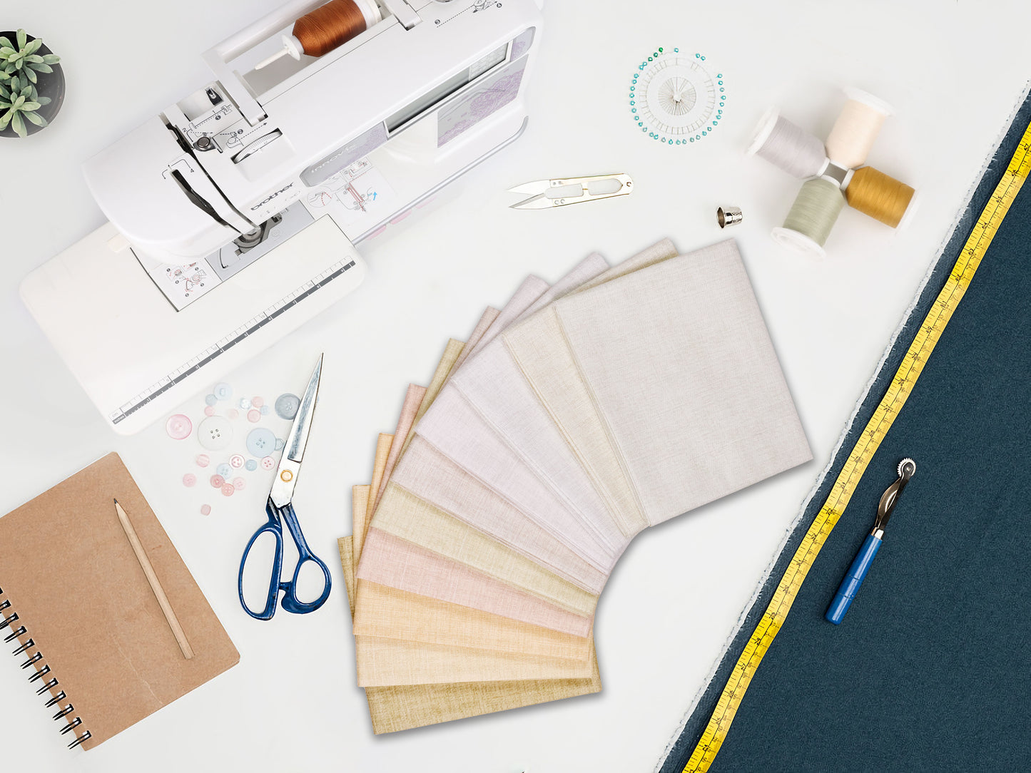 Craftido - 11 Options Solids with Tweed Tonals - Assorted Color Cotton Quilting Fabric Bundles 10pcs Fat Quarters 18"x21" - Medium Weight 5.2oz - for Quilting, Sewing and Crafts