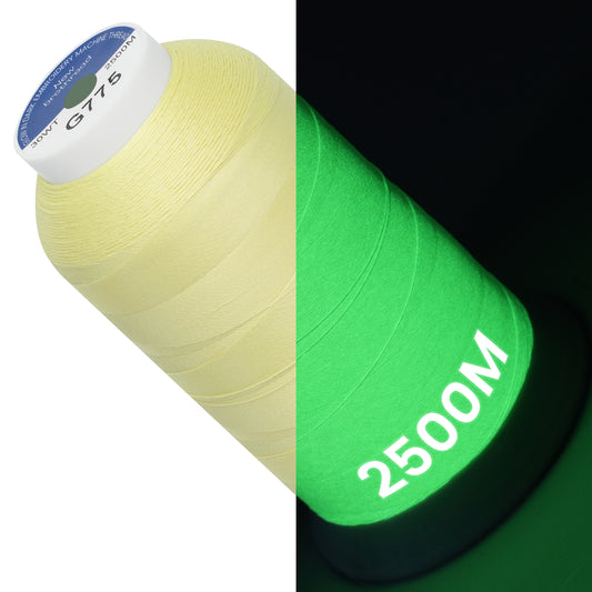 New brothread Single Huge Spool Luminary Glow in The Dark Embroidery Machine Thread Kit 30WT 2500M(2735Y) Each Spool for Embroidery, Quilting, Sewing