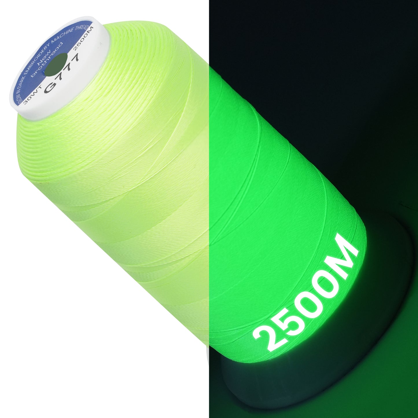 New brothread Single Huge Spool Luminary Glow in The Dark Embroidery Machine Thread Kit 30WT 2500M(2735Y) Each Spool for Embroidery, Quilting, Sewing