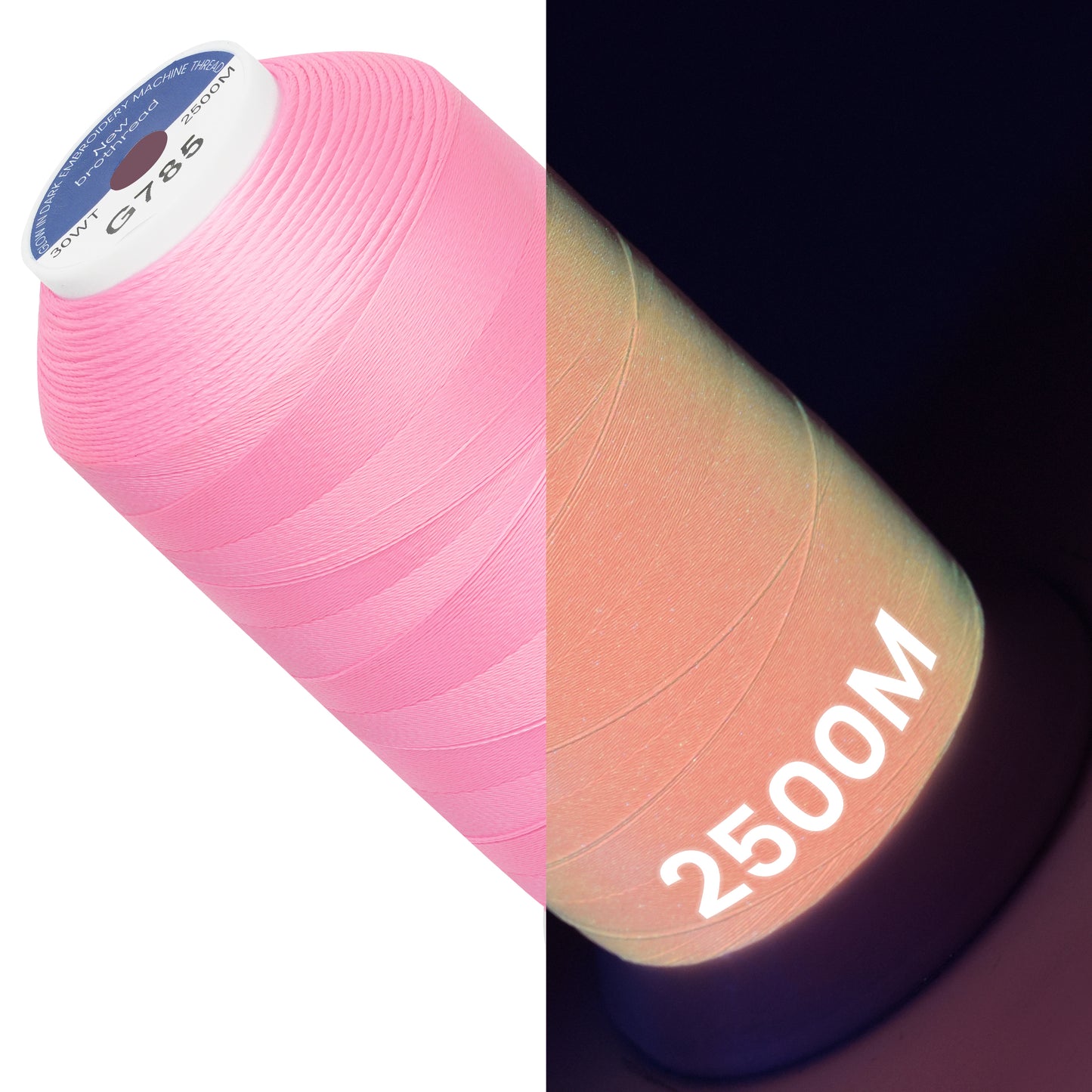 New brothread Single Huge Spool Luminary Glow in The Dark Embroidery Machine Thread Kit 30WT 2500M(2735Y) Each Spool for Embroidery, Quilting, Sewing