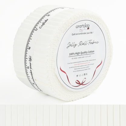 Craftido-18 Options-100% Cotton Jelly Roll Fabric Precut Strips for Quilting, Crafting, and Sewing, 40 Strips 2.5" x 44" Assorted Bundles for Rug, Quilt Project, DIY Craft and Home Decor