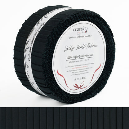 Craftido-18 Options-100% Cotton Jelly Roll Fabric Precut Strips for Quilting, Crafting, and Sewing, 40 Strips 2.5" x 44" Assorted Bundles for Rug, Quilt Project, DIY Craft and Home Decor