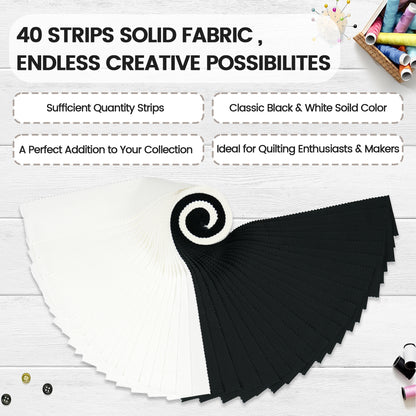 Craftido-18 Options-100% Cotton Jelly Roll Fabric Precut Strips for Quilting, Crafting, and Sewing, 40 Strips 2.5" x 44" Assorted Bundles for Rug, Quilt Project, DIY Craft and Home Decor