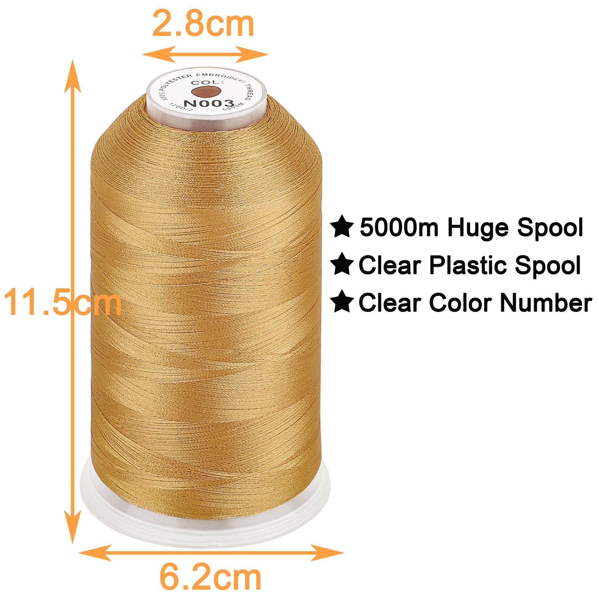 New brothread - 2 Huge Spools 5000M Each Polyester Embroidery Machine  Thread 40WT for Commercial and Domestic Machines - White White-001