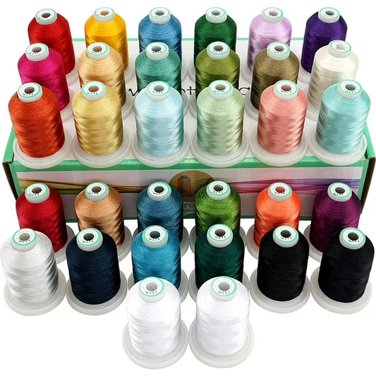 New brothread 32 Spools Polyester Embroidery Machine Thread Kit 1000M (1100Y) Each Spool - Colors Compatible with Janome and Robison-Anton Colors